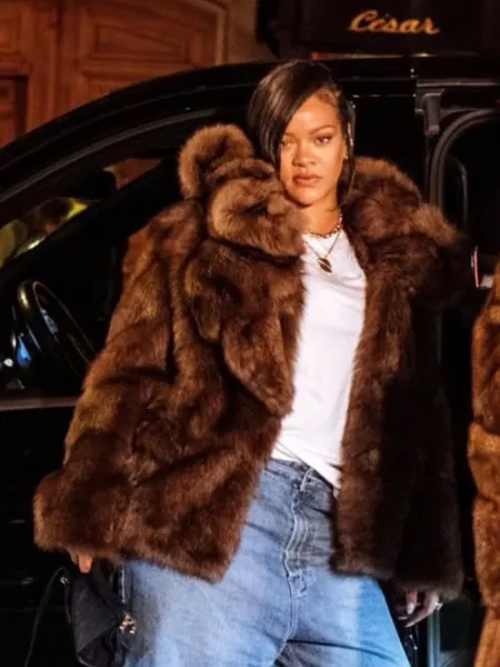 Rihannas Faux Fur Coat